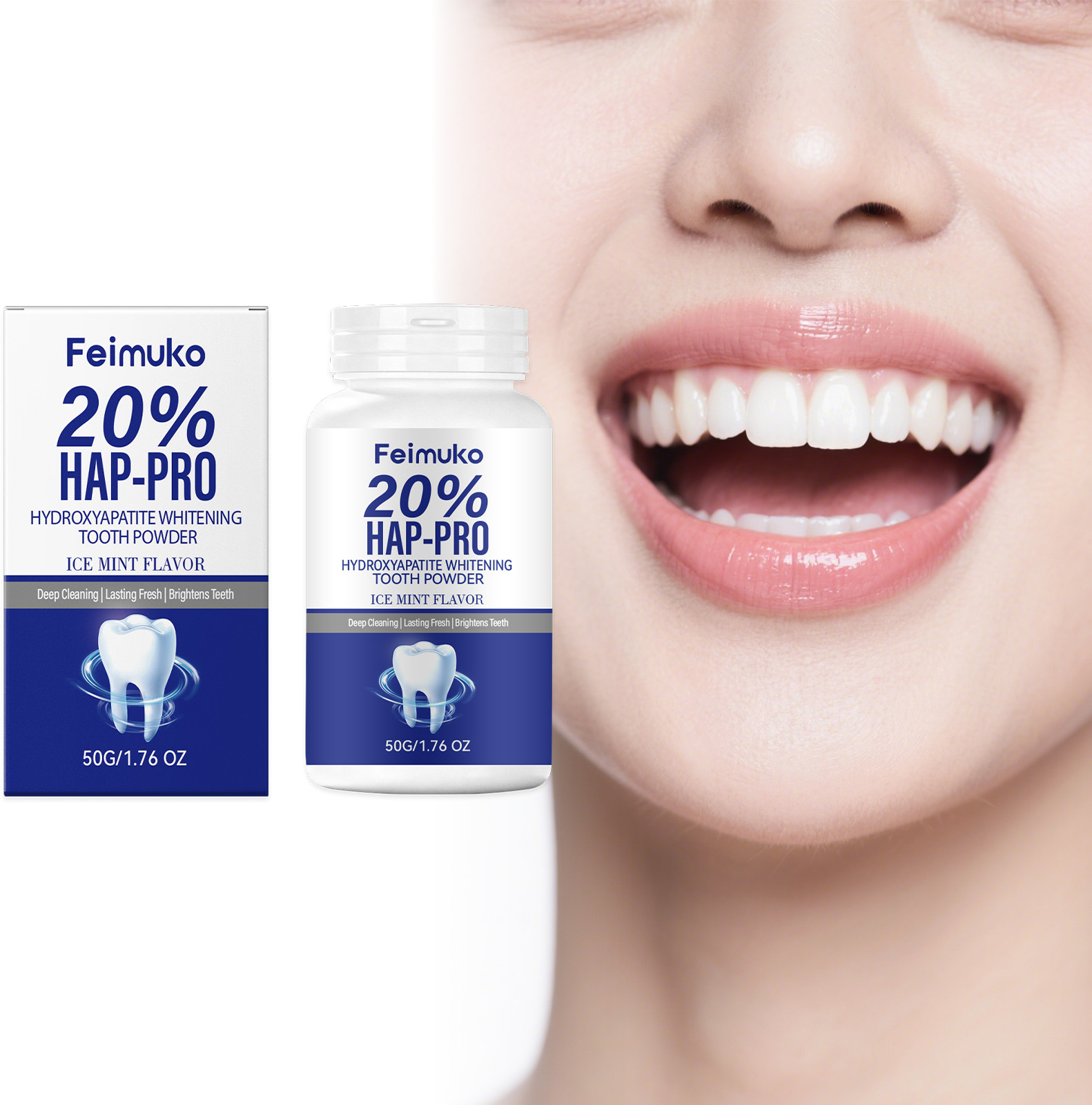 Teeth Whitening At Home - 20% Hydroxyapatite Tooth Powder Remove Plaque