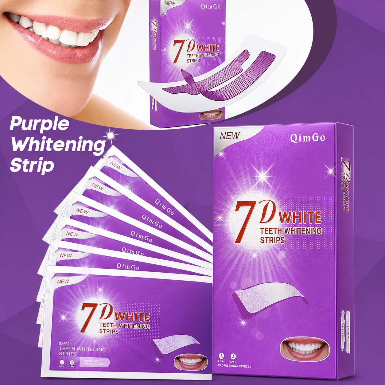 Teeth Whitening At Home - Purple Teeth Whitening Strip No Sensitive