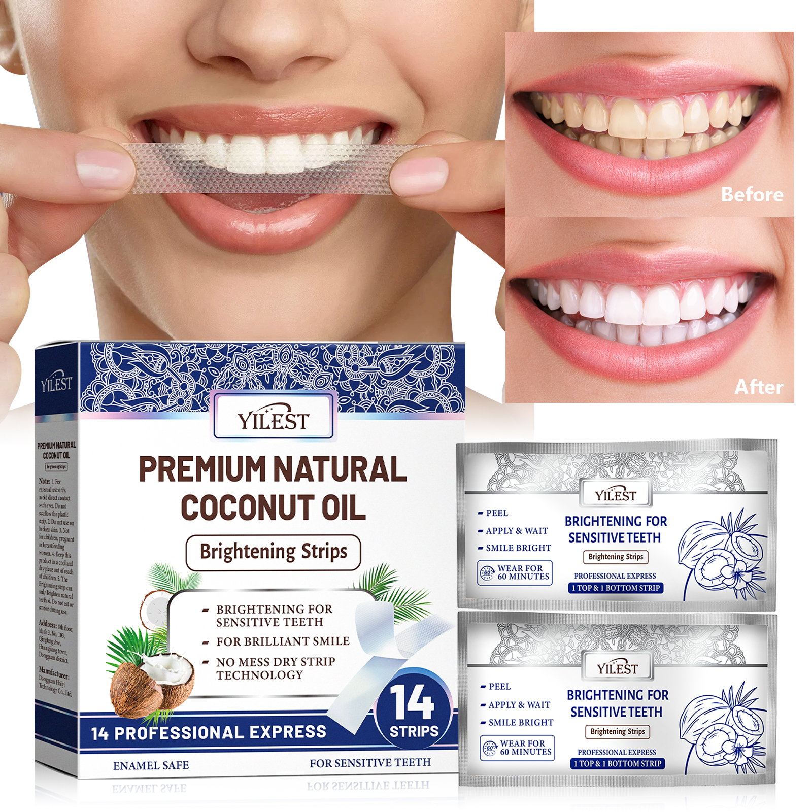 Teeth Whitening At Home - Teeth Whitening Strips 14pcs Cleansing Relief
