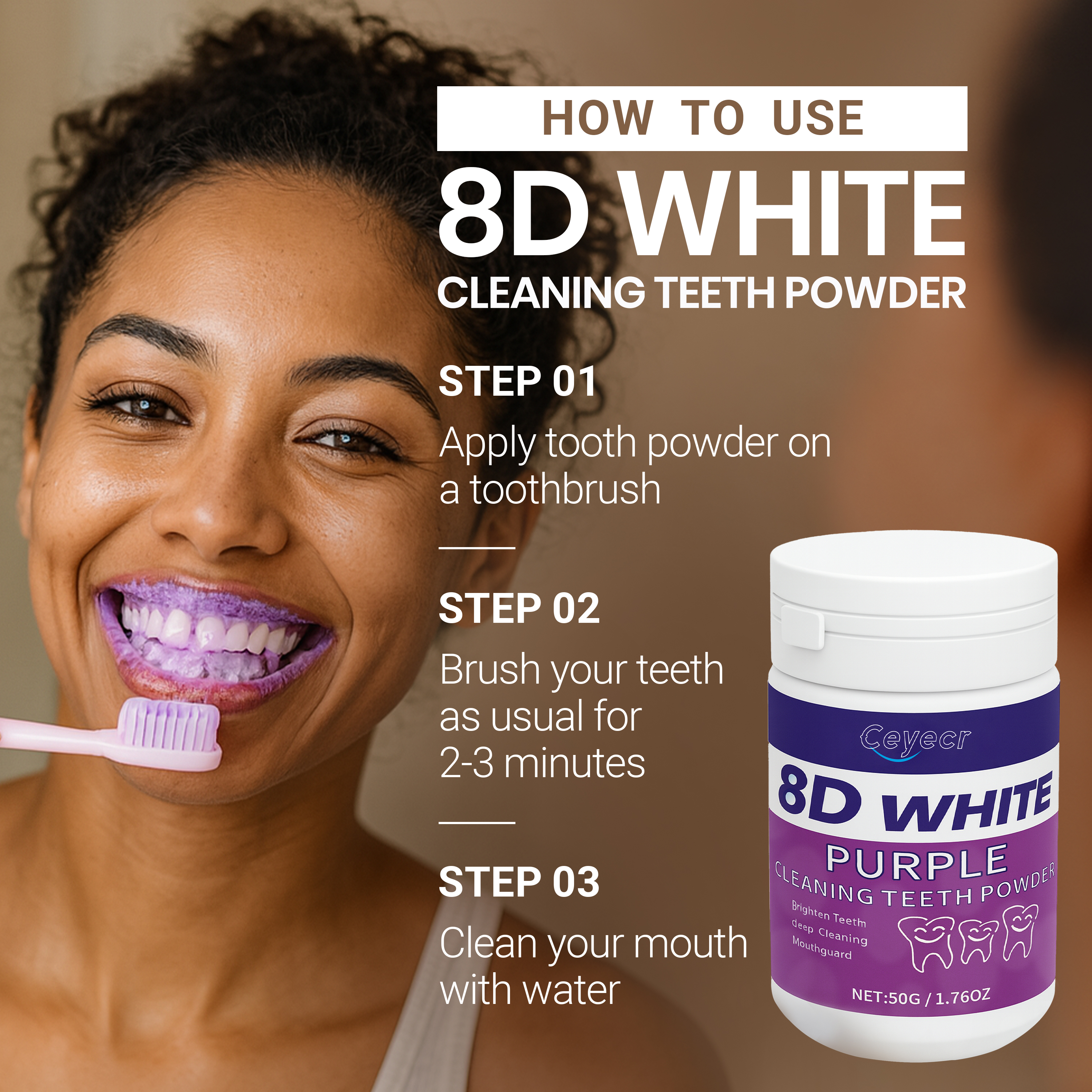 8D white Teeth Whitening Powde - Teeth Whitening App review and price